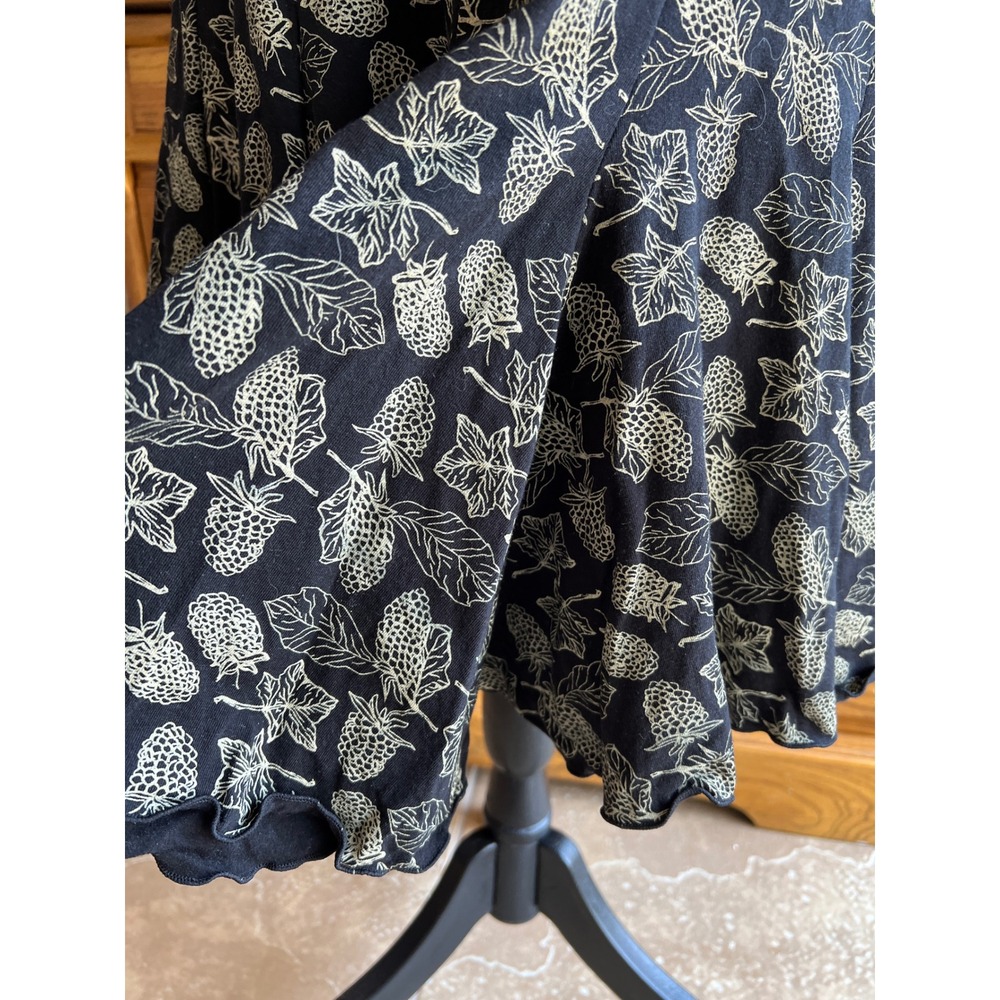 Effie's Heart Black Raspberry Print Cotton Jersey Flare Skirt Pockets Medium - Picture 3 of 9